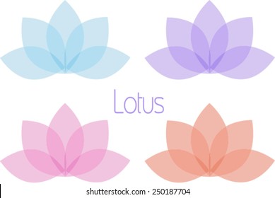Set of Lotus flowers. Vector