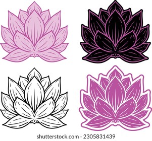 set of lotus flowers vector illustrations