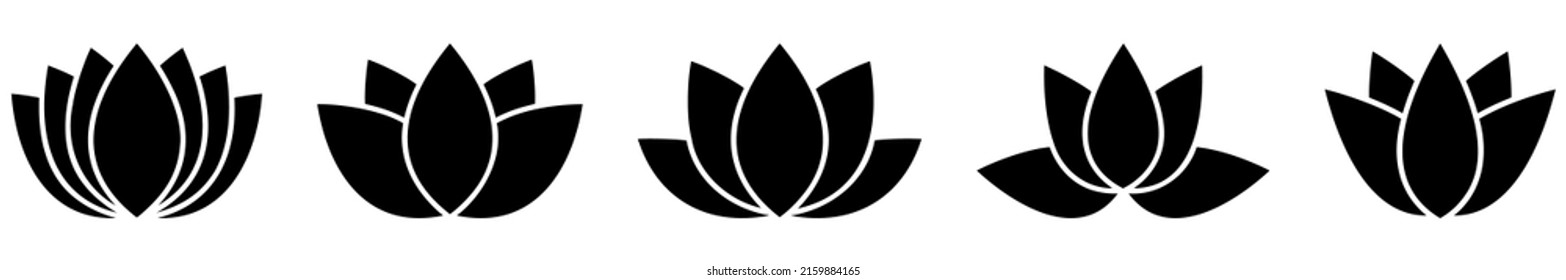 Set of lotus icon. Vector illustration isolated on white background