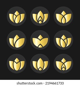 Set of lotus logo gold concept design