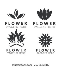 set of A lotus logo symbolizes purity, enlightenment, and rebirth. Its elegant petals convey serenity and harmony, making it ideal for wellness, spirituality, or beauty brands. 