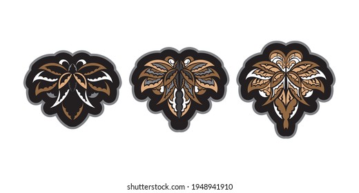 Set of lotus pattern in Simple style. Color Print. Isolated. Vector illustration.