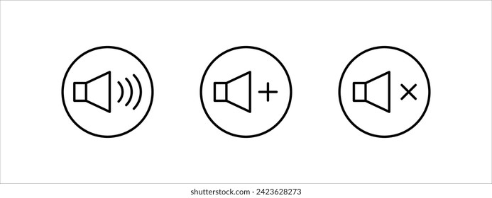 Set of loudspeaker icons, volume icon vector, loudspeaker icon vector, volume sound flat vector, for video apps and websites.