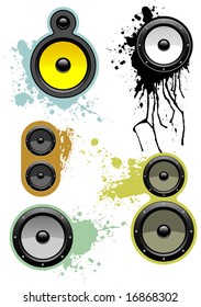 set of loudspeakers in grunge design