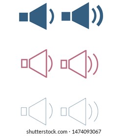 Set of loudspeakers icons. Different modern vector designs of different speakers. Logos for cellphone's interfaces. Logo representing the volume of music, videos or other media.