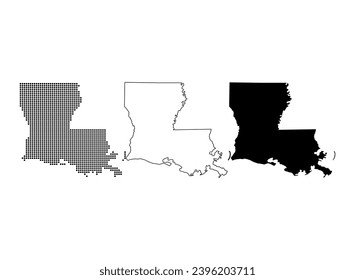 Set of Louisiana map, united states of america. Flat concept icon vector illustration .