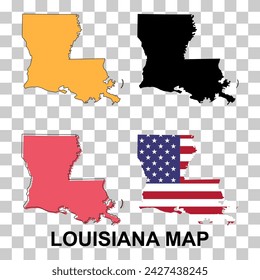 Set of Louisiana map, united states of america. Flat concept icon vector illustration .