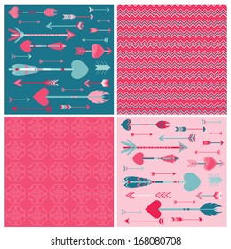 Fondo del conjunto de filas de amor - para diseño o libro de recortes - en vector