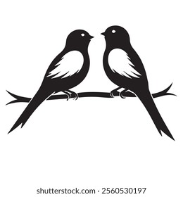 Set of Love Birds on a Branch silhouette
