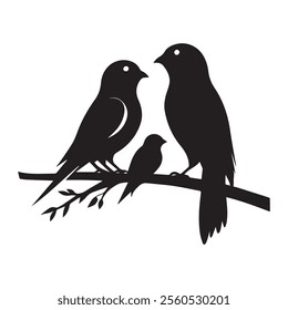 Set of Love Birds on a Branch silhouette
