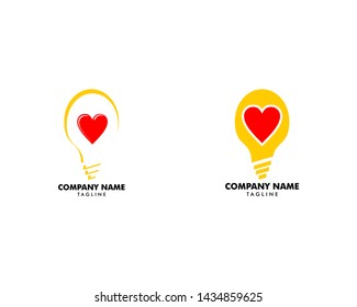 Set of Love Bulb Lamp Creative Idea Logo Template