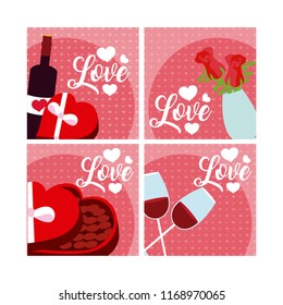 Set of love cards