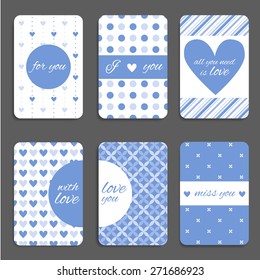 Set of love cards.  Vector illustration.
