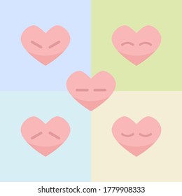 Conjunto de personajes de amor. Triste, enojada, indiferente, feliz foto de usuario de avatar. Emoji con icono del corazón
