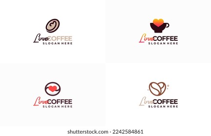 Set of Love Coffee Logo diseños concepto ilustración vectorial, plantilla de logotipo Coffee Cafe