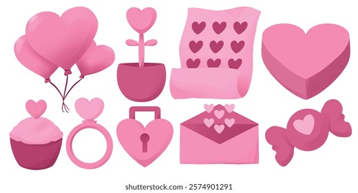 set of love collection element for design. cute and playful concept. sweethearts, romantic, couples, partner, young, and connected themes 