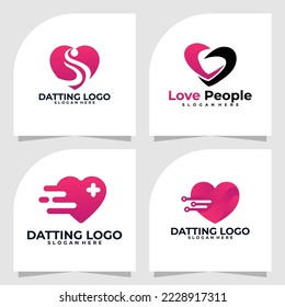 conjunto de plantillas de diseño vectorial de logotipo de citas amorosas