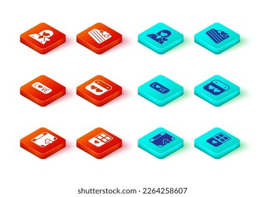 Set Love diary, Chocolate bar, text, Calendar with heart, Wedding cake and Romantic girl icon. Vector