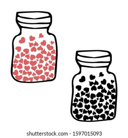 Set of love doodle icon set isolated on white, hand drawn vector illustration