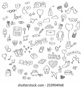 Set of love doodles