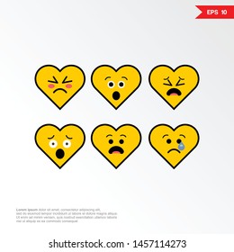 Set of love emoji concept icons with different emotions Vector illustration 5