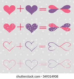 Set with Love Equations Meaning that Heart Plus Heart Equally Endless Love