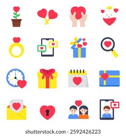 Set of Love Flat Icons 

