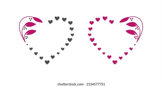 set of love frame or border with hearts shape template