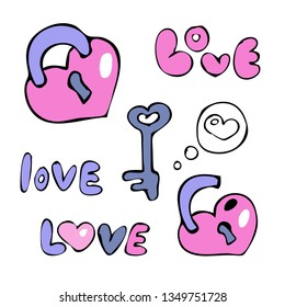Set of love. Hand drawing. Doodle style. Sketchy style illustration.
