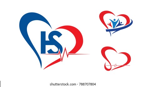 Set of Love Health logo designs concept, Health logo designs template, Hearth Health logo