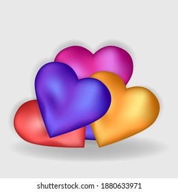 Set love heart gift , realisitc illustration , happy valentine day gift greeting beautiful decoration