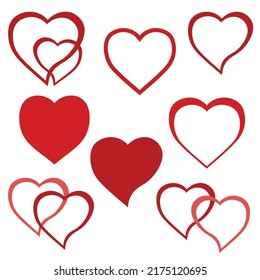 set of love heart icon