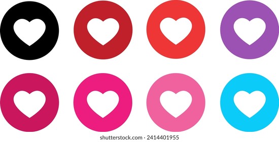 Set of love heart icon symbol element. Vector illustration shape color background design