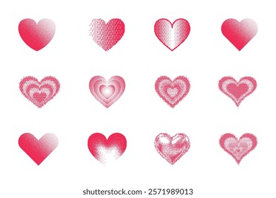 Set of Love heart icon white background vector file 02