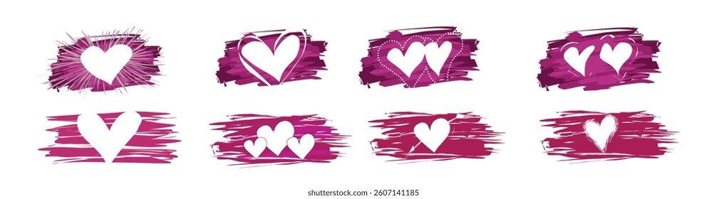 set of love heart pattern icon symbol