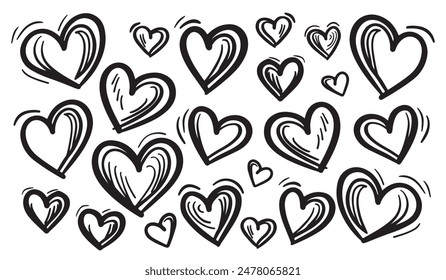 Set Of Love Heart Symbol Icons - Different Vector Illustrations Isolated On White Background