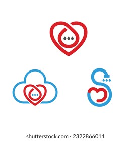 Set of Love Heart vector symbol icon, Abstract medical health logo icon design