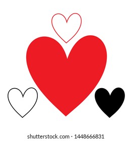 Set of love Hearts Icon, art vector design  of heart symbols line flat Isolated on White Background. vector love hearts concept. Vector