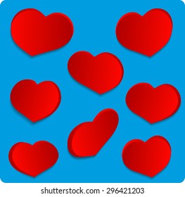 Set love hearts on Blue background.Valentines day.