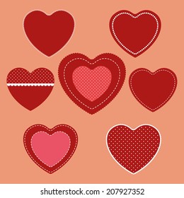 Set of love hearts. Vector illustration, eps 8.