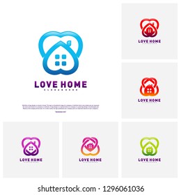 Set of Love Home Logo Design Concept. Business Love House Logo Vector Template