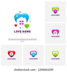 Set of Love Home Logo Design Concept. Business Love House Logo Vector Template