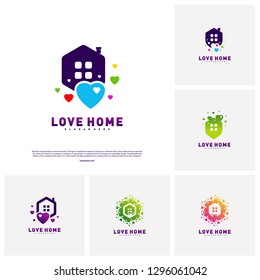 Set of Love Home Logo Design Concept. Business Love House Logo Vector Template