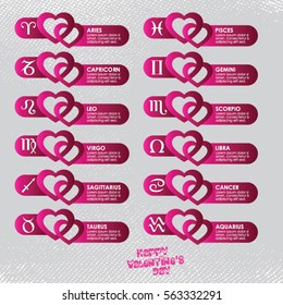 Set of love horoscope signs, vector illustration