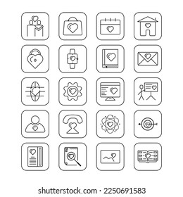 Set of love icon with corporate symbols