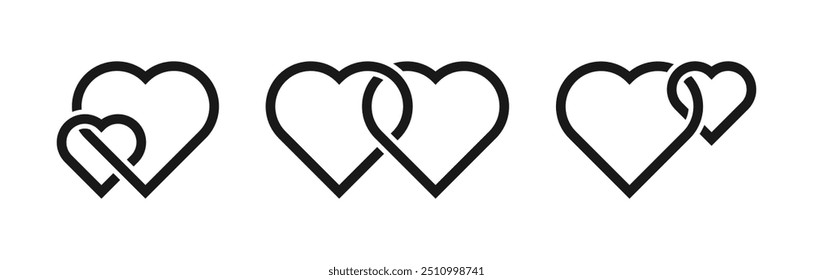 Set love icon flat design 