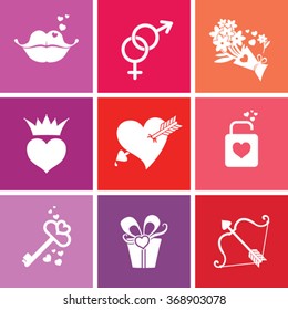 Set of love icons. Happy Valentine's day! 