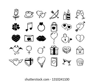 set of love icons isolated on white background can be use for love design purpose