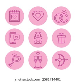 set love icons line vector illustration