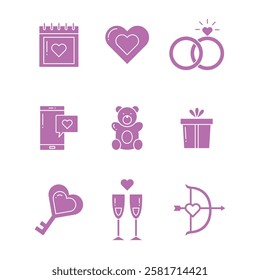 set love icons line vector illustration